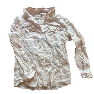 SAKS FIFTH AVENUE‎ x  Womens 100% linen light pink button down l size m